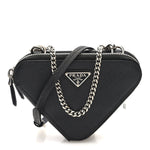 Saffiano Mini Triangle Crossbody Pouch Black