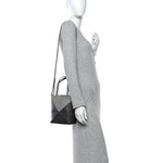 Shiny Calfskin Mini Puzzle Fold Tote Pearl Grey Dark Grey