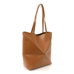 Shiny Calfskin Medium Puzzle Fold Tote Warm Desert