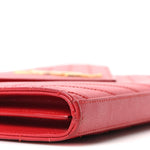 Grain De Poudre Matelasse Chevron Monogram Chain Wallet Rouge Eros