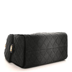 Washed Denim Quilted Small Chanel 25 Handbag Black