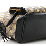GG Supreme Monogram Bees Print Small Day Backpack Beige Oro Black