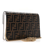 Vitello Cruise F is Fendi Bi-Color FF 1974 Embossed Medium Envelope Wallet On Chain Maya Black White