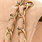 Caviar Quilted Jumbo Double Flap Beige Clair