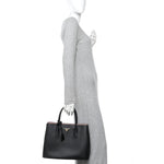Saffiano Cuir Medium Double Bag Black Mughetto
