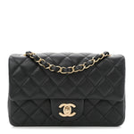 Lambskin Quilted Mini Rectangular Flap Black