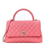Caviar Quilted Small Coco Handle Flap Pink
