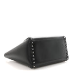 Vitello Small Rockstud Double Handle Tote Black
