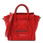 Drummed Calfskin Nano Luggage Vermillion