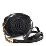 Calfskin Matelasse Mini GG Marmont Chain Shoulder Bag Black