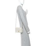 Patent Micro-Cannage Diorama Wallet on Chain Pouch White
