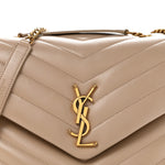 Calfskin Y Quilted Monogram Medium Loulou Chain Satchel Dark Beige