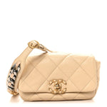 Goatskin Quilted 19 Waist Bag Light Beige