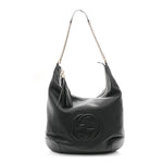 Pebbled Calfskin Medium Soho Chain Hobo Black