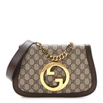 GG Supreme Monogram Textured Dollar Calfskin Blondie Chain Shoulder Flap Bag Beige Ebony New Acero