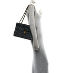 Lambskin Quilted XL Jumbo Single Flap Black
