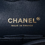 Caviar Quilted Medium Double Flap Navy