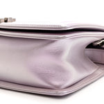 Iridescent Lambskin Chevron Quilted Medium Boy Flap Purple