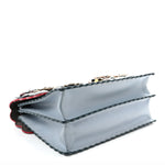 Vitello Liberty Lucido Flowerland Scalloped Studded Kan I Shoulder Bag Azzurro Polvere Multicolor