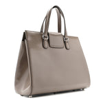 Regent Calfskin Large Lady Lock Flap Top Handle Bag Grey