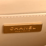Lambskin Quilted Small Flap Top Handle Bag Beige