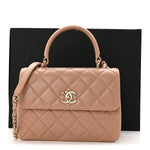 Lambskin Quilted Small Trendy CC Dual Handle Flap Bag Beige