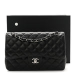 Lambskin Quilted Jumbo Double Flap Black