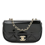 Patent Calfskin Quilted Mini Flap Black
