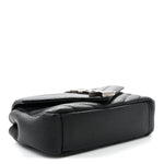 Grained Calfskin Matelasse Chevron Classic Monogram Baby Chain Bag Black