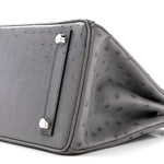 Ostrich Birkin 25 Gris Agate