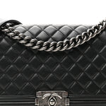 Calfskin Quilted Medium Boy Flap Black