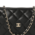 Caviar Quilted Clutch With Chain Black