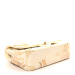 Denim Floral Printed Medium Double Flap Beige