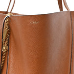 Grained Calfskin Large Spin Tote Clay Brown