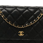 Caviar Quilted Wallet on Chain WOC Black