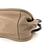 Calfskin Small Ruched Tote Beige Black