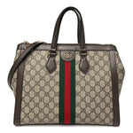 GG Supreme Monogram Web Medium Ophidia Tote Bag Brown
