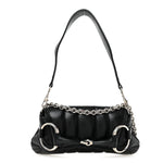 Nappa Vertical Matelasse Small Maxi Horsebit Chain Shoulder Bag Black