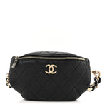 Lambskin Quilted Resin Bi-Color Waist Bag Fanny Pack Black