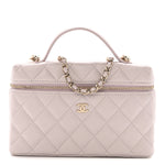 Caviar Quilted Top Handle Slim Vanity With Chain Light Purple