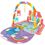 Colorful baby play gym with toys on a white background