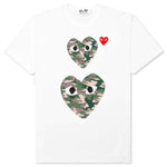Camouflage Double Heart T-Shirt - White
