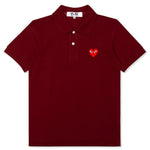 Women's CDG Heart Polo Shirt - Burgundy