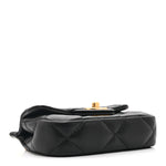 Calfskin Quilted Lady Handle Flap Card Holder With Chain Black