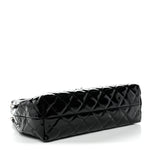 Patent Quilted Large Coco Shine Accordion Flap Black