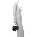Grained Calfskin Mini Saddle Bag Black
