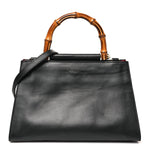 Nappa Bamboo Web Small Nymphaea Top Handle Bag Black