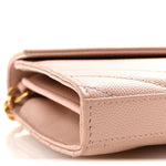 Grain De Poudre Matelasse Chevron Monogram Chain Wallet Pale Blush