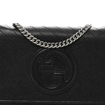 Sakai Be Green Calfskin Diagonal Stitched Blondie Wallet on Chain Black