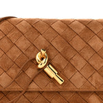 Suede Intrecciato Andiamo Pouch On Strap Amber